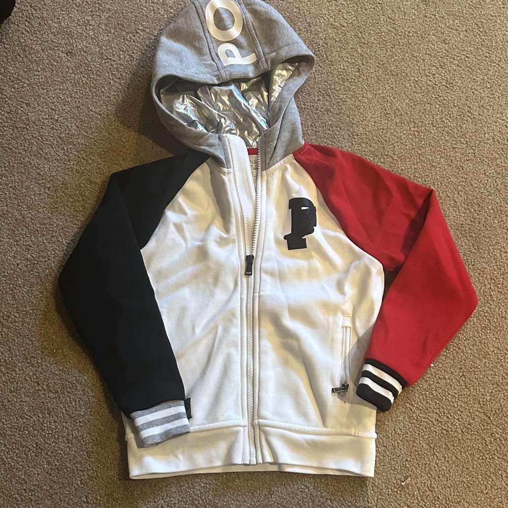Ralph Lauren Kids Colorblock Hoodie - Gray, Black, and Red